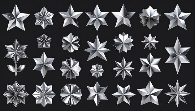 3d white christmas star cut out element set for holiday decorations