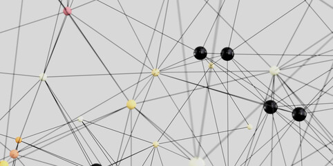 Poster - Abstract image depicting interconnected nodes and complex network relationships. Ideal for tech, data, or connection concepts.