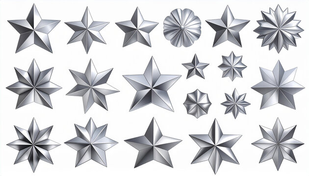 3d white christmas star cut out element set for holiday decorations