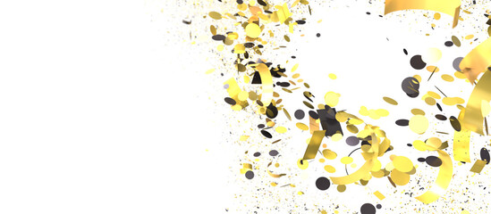 Poster - Festive background with gold & black confetti. Perfect for celebrations!