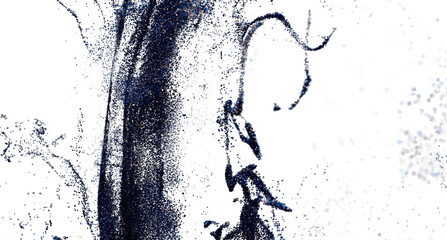 Poster - High-resolution image of blue particles splashing on white. Perfect for design projects.