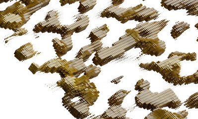 Poster - 3D rendering of abstract gold cube pattern. Ideal for technology, digital, and modern design projects.