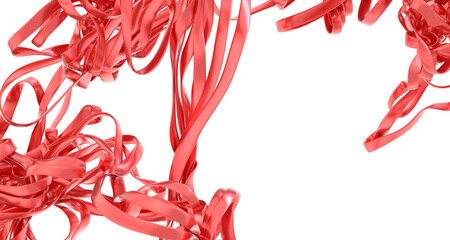 Poster - Dynamic image of red ribbons swirling, perfect for backgrounds, textures, or design projects. High-resolution, vibrant colors.