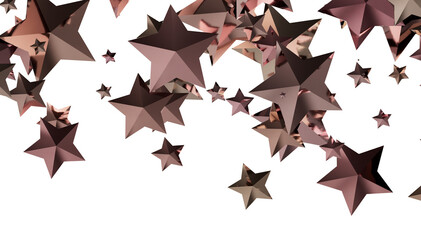 Poster - Beautiful rose gold stars falling on white background. Perfect for festive designs.