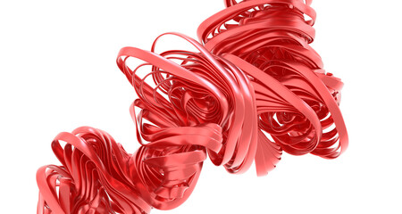 Poster - 3D rendering of an abstract red metallic form. Perfect for modern design projects.