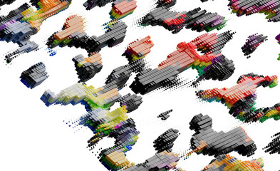 Poster - Abstract 3D Colorful Cube Blocks Pattern Background