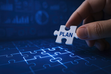 Poster - Plan and strategy inspire goal achievement through innovative teamwork creative ideas and effective solutions