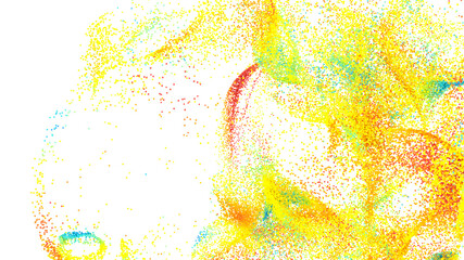 Poster - Vibrant, abstract background image featuring a colorful particle dispersion effect. Ideal for design projects.