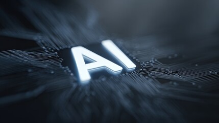Poster - A computer chip with the letters AI on it