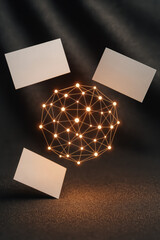Aufkleber - Luminous network and connection illustrate business communication and innovation through vibrant data collaboration