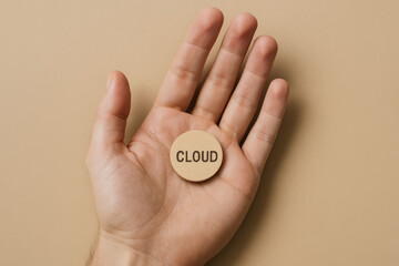 Poster - Cloud storage with remote data access evokes modern technology network and internet connection