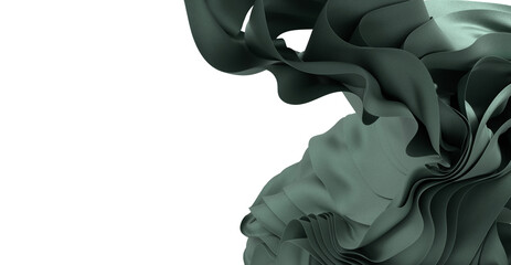 Poster - Elegant green fabric waves, perfect for backgrounds, textures, or design projects. High-resolution image.