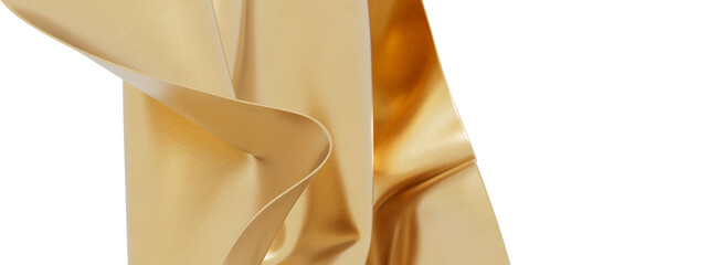 Poster - High-resolution image of elegant gold fabric with soft drapes. Ideal for luxury branding, fashion, and design projects.
