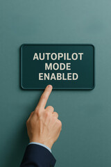 Poster - Autopilot mode enablement and control activate a modern digital dashboard with soft teal texture and interaction