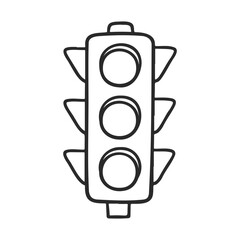 Poster - Simple black and white traffic light drawing for educational purposes – stock vector icon in line style
