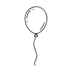 Poster - Black and white illustration of a simple balloon drawing – stock vector icon in line style