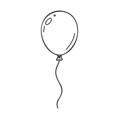 Poster - Simple black and white outline of a floating balloon – stock vector icon in line style