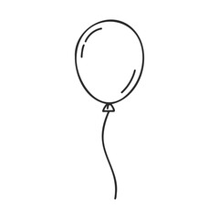 Poster - Minimalist black and white balloon drawing with string – stock vector icon in line style