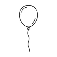 Poster - Simple line drawing of balloon with curved string on white background – stock vector icon in line style