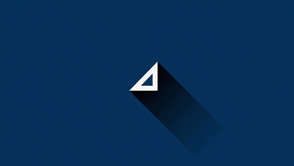 Poster - A minimalist image featuring a white outlined triangle with a shadow on a dark blue background