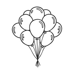 Poster - Bunch of black and white balloons in minimalist line art design – stock vector icon in line style