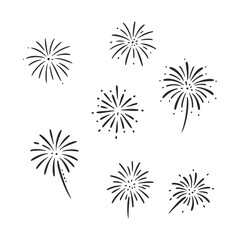 Wall Mural - various black firework sketches on white background – stock vector icon in line style