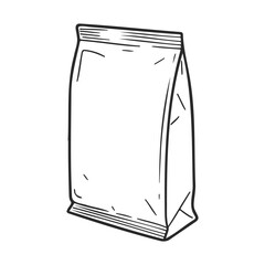 Poster - Simple blank packaging bag design with outline in black and white – stock vector icon in line style
