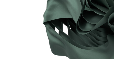 Poster - Elegant, abstract image of flowing green fabric. Perfect for design projects needing a luxurious, sophisticated feel.