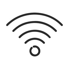 Poster - Black wireless symbol with circular waves on white background – stock vector icon in line style