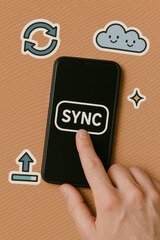 Poster - Sync connection technology data cloud communication and network power easy mobile upload and sharing