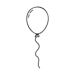 Poster - Simple black and white balloon drawing with curved string on white background – stock vector icon in line style