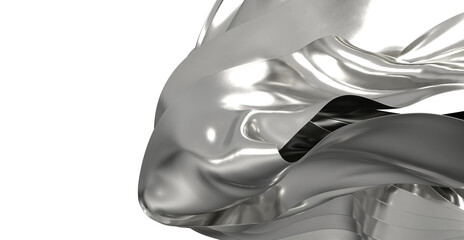 Poster - High-quality stock photo of an abstract silver fabric drape. Perfect for design projects.