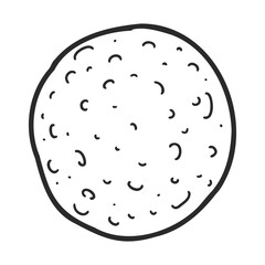 Poster - Simple black and white drawing of a round object with textured surface – stock vector icon in line style