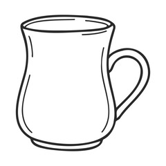 Poster - Simple curved ceramic mug outline illustration – stock vector icon in line style
