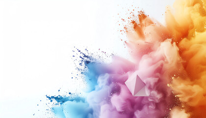 Poster - Colorful smoke swirls blend creatively around a geometric shape, evoking a sense of artistic expression and dynamic movement