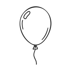 Poster - Simple black and white balloon illustration with string on white background – stock vector icon in line style