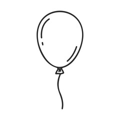 Poster - Simple black and white line drawing of a helium balloon with string – stock vector icon in line style
