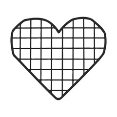 Poster - Geometric grid heart design with black lines on white background – stock vector icon in line style