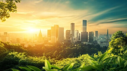 Poster - A large corporation announcing a commitment to sustainability and carbon neutrality.