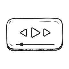 Poster - Hand-drawn media player icon with play buttons and slider control – stock vector icon in line style
