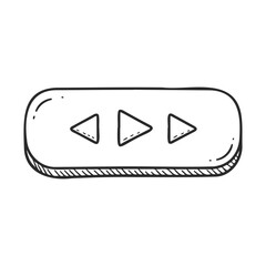 Poster - Hand-drawn sketch of a play button with triangular symbols on a oval background – stock vector icon in line style