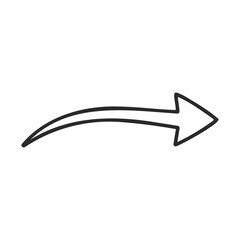Poster - Simple black curved arrow with pointed end on white background – stock vector icon in line style