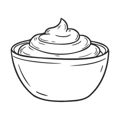 Poster - Line drawing of a bowl of whipped cream in minimalist style – stock vector icon in line style