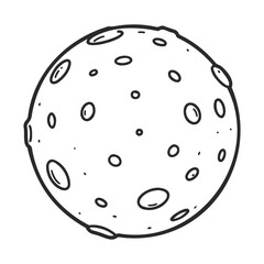 Poster - Black and white line art of the moon with craters and circular patterns – stock vector icon in line style