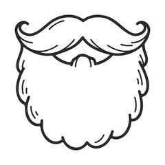 Poster - Black and white illustration of a moustache and beard outline – stock vector icon in line style