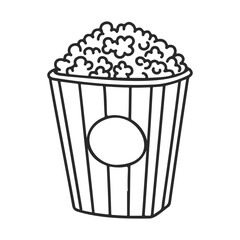 Poster - Hand-drawn striped popcorn bucket icon in black and white – stock vector icon in line style