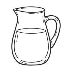 Poster - Simple line art of a pitcher with liquid – stock vector icon in line style