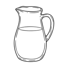 Poster - Line drawing of a pitcher with water – stock vector icon in line style