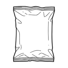 Poster - Blank packaging design: black and white snack bag outline – stock vector icon in line style