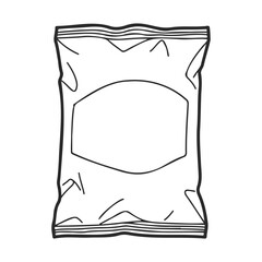 Poster - Empty snack bag outline with blank label for custom design – stock vector icon in line style